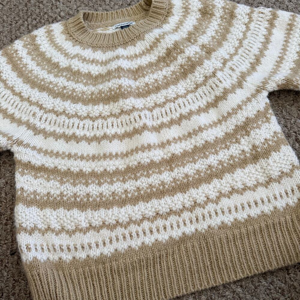 American Eagle | Women’s Size Medium Cream/Tan Fair Isle Knit Crewneck Sweater - Picture 7 of 8